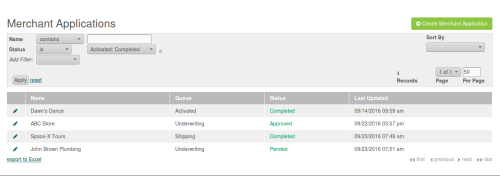 Merchant Application Portal Notifications