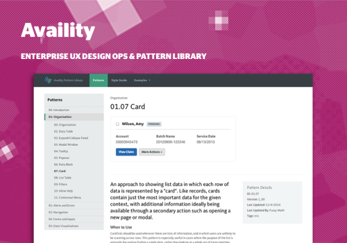 Availity - Enterprise UX DesignOps & Pattern Library