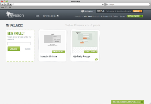 Invision App Product Design Platform (version 1)