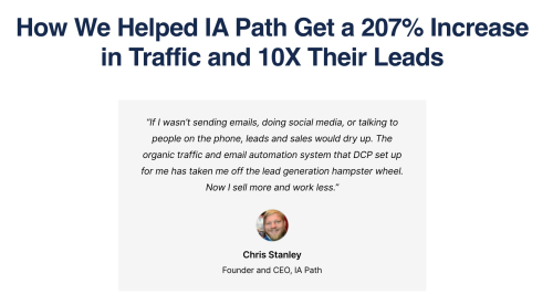 How We Helped IA Path Get a 207% Increase in Traffic and 10X Their Leads
