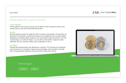 Online wallet for cryptocurrencies
