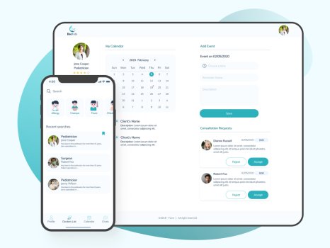 Telemedicine web and mobile app development for a startup