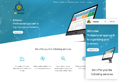 BitHunter - website for crypto mining company