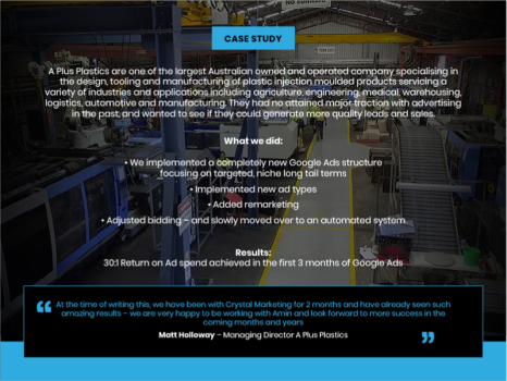 Google Ads Case Study - Manufacturing