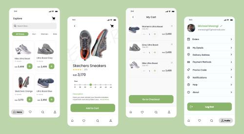 Ecommerce App UI Concept for a Footwear Business
