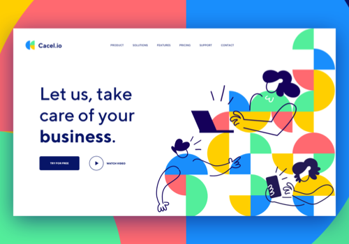 Homepage of Cacel.io design concept