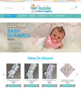 Ecommerce store designed for Aussi Reborn Supplies