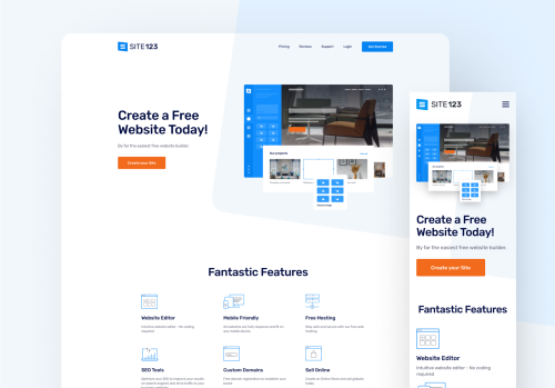 Web design, UI, UX, branding for Site123