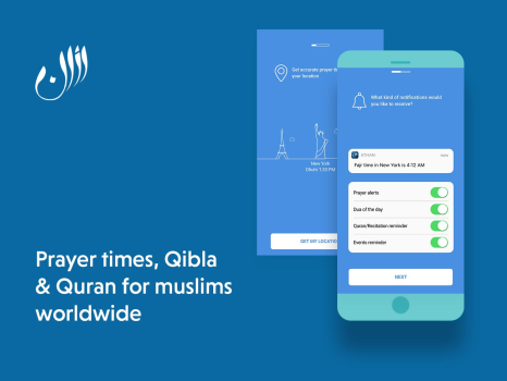 Mobile app for Prayer times, Qibla & Quran to help muslims worldwide