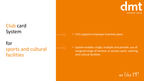 Club card System   for sports and cultural facilities