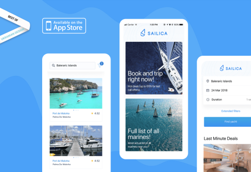 Mobile iOS application for choosing boats and marinas by yachtsmen SAILICA