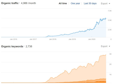 Increase in organic traffic for eCommerce site