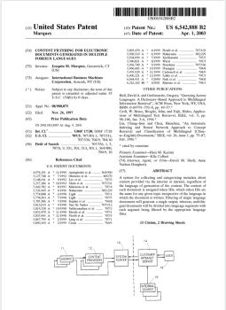 US Patent # 6542888 - Natural Language Processing / Automated Natural Language Translation