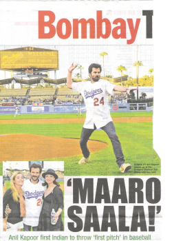 India actor Anil Kapoor Throws First Pitch LA Dodgers