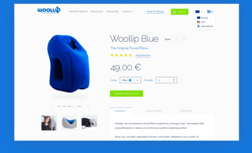 Ecommerce design & development for a travel pillow
