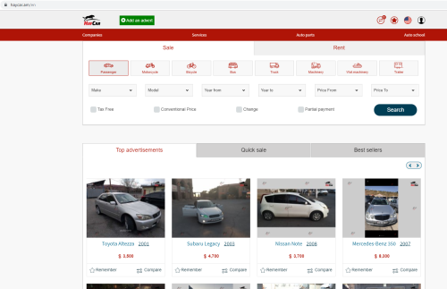 Automotive web site