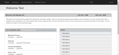 Portal for submission to legal directories