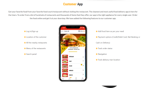 Food delivery app for customer