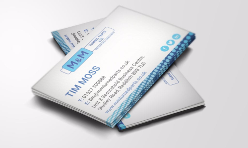 M&M Turned Parts business cards and letterheads