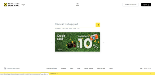 Entwicklung der Website «Raiffeisen Bank Aval»