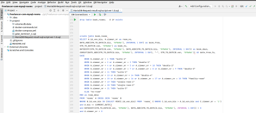 Database script that processes rooms data in a database