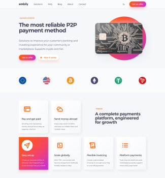 banking solutions platform home page desktop clean neumorphism