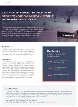 Campaign Leverages PPC and SEO to Drive 7.5x More Online Revenue While Decreasing Digital Costs