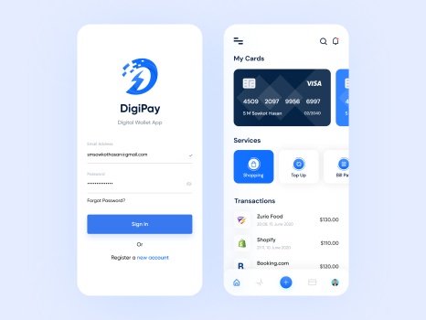 This is Digipay digital wallet App UI Design