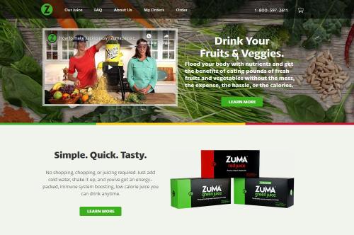 Custom Ecommerce website for ZumaJuice.com