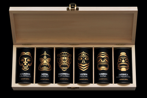 Packaging design for Paradise Gourmet club collection of rarest coffees
