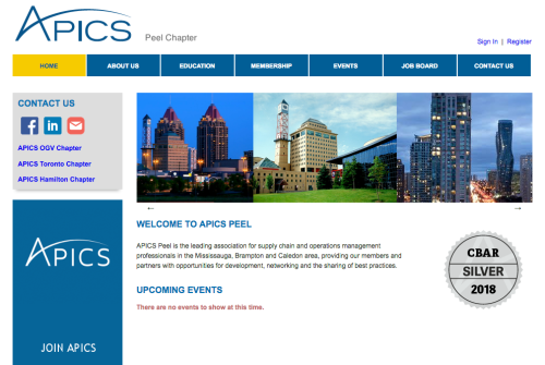 Custom Website for APICS Peel Chapter