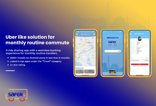 Safer is a state of the art booking app for monthly routine transport services