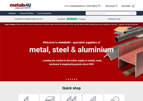 The Leading Online Metals Supplier in the UK Developed their Website Using Magento 2 Enterprise