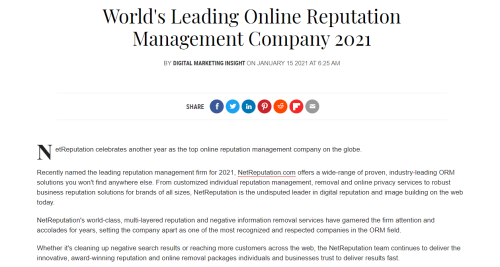 World's Leading Online Reputation Management Company 2021