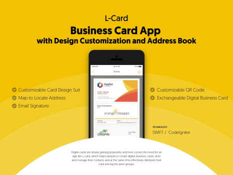 Business Card App with Design Customization and Address Book