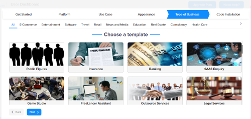Choose Template for your Chatbot