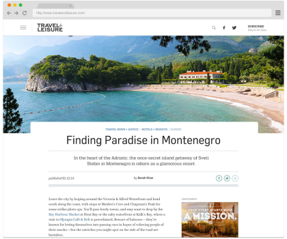 Travel + Leisure (Webby Award Winning Website Redesign)