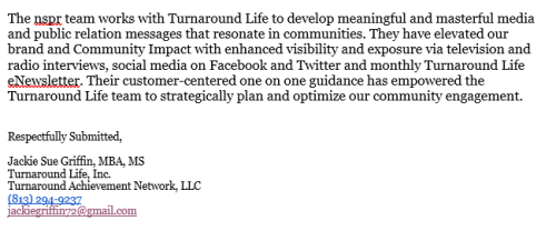 Turnaround Life Recommends National Strategies Public Relations