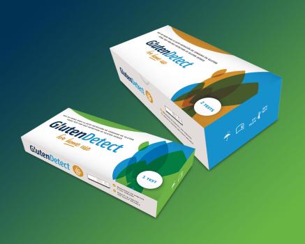 A brand and packaging for the first home test for self detection of gluten intake