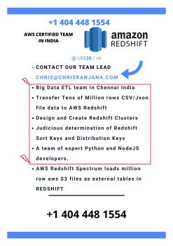 AMAZON AWS  Redshift developers in India
