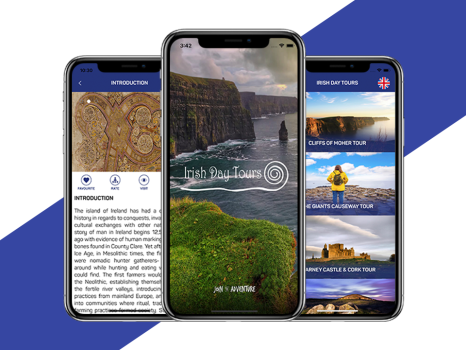 Irish day tours! A guide to the most beautiful attractions in Ireland in form of text and audios.