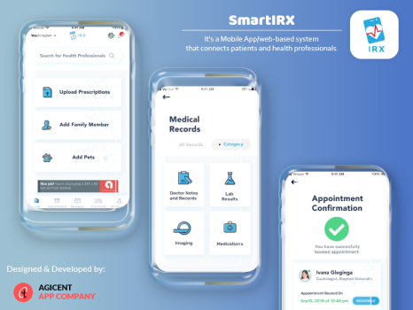 SmartIRX mobile app/web-based system that connects patients and health professionals