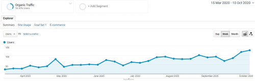 Google Analytics Increase in Organic Traffic
