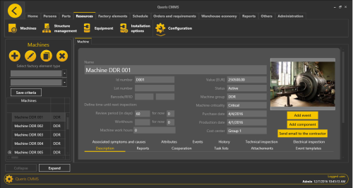 Desktop Application - Queris EAM/CMMS
