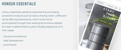 Honour Essentials eCommerce development