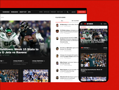 4for4. Redesign of world's Top fantasy football portal