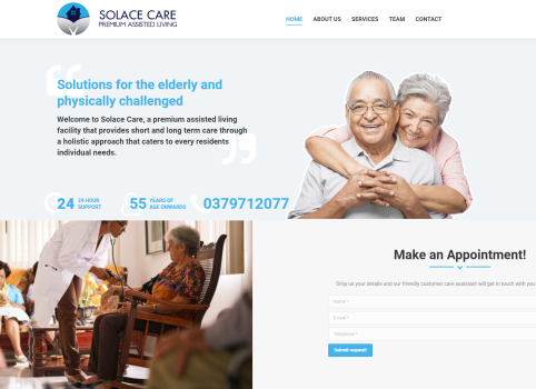 Solace Care - Premium assisted living webdesign