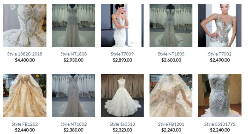 Wedding dresses and evening gowns