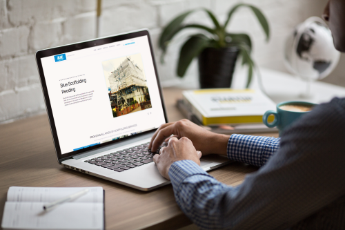 Landing page design for Blue Scaffolding