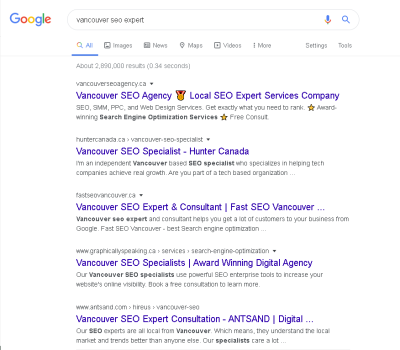 Rank #1 — "Vancouver SEO expert"